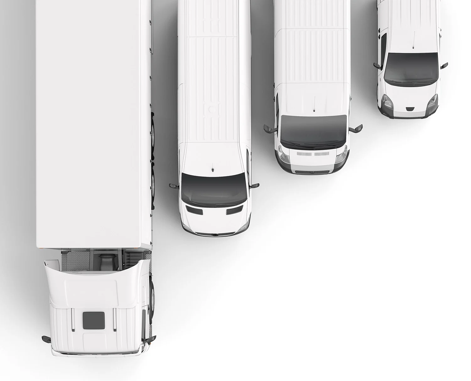 group of small to large trucks